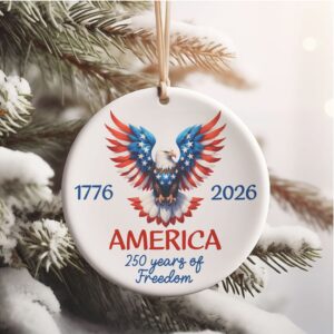 America 250 Ceramic Ornament Patriotic Independence Day Ornament 1776–2026 USA Decoration