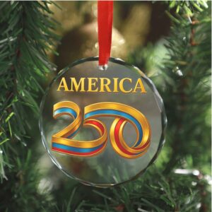America 250 Years 1776–2026 Glass Ornament Happy 250th Birthday USA Patriotic Christmas Ornament