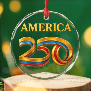 America 250 Years 1776–2026 Glass Ornament Happy 250th Birthday USA Patriotic Christmas Ornament