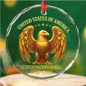 America 250 Years Anniversary Glass Ornament 1776–2026 Patriotic Christmas Ornament 250th Years United States of America Ornament