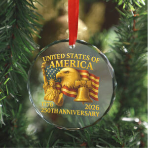 America 250 Years Anniversary Glass Ornament Happy 250th Birthday 1776–2026 Christmas Ornament America 250 Years Anniversary Glass Ornament Happy 250th Birthday 1776–2026 Christmas Ornament