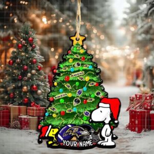 Baltimore Ravens Snoopy Peanuts Custom Christmas Ornament Xmas Tree Decorations