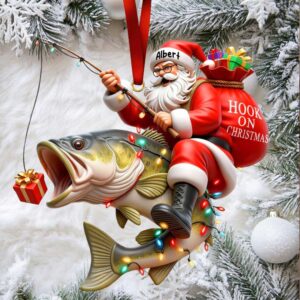 Bass Fishing Santa Holiday Ornament
