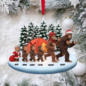 Bigfoot Family Camping Christmas Ornament