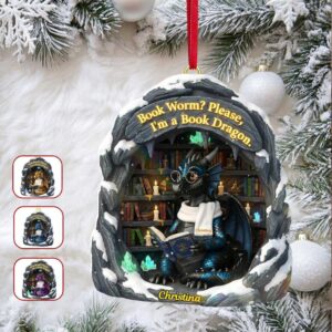 Book Dragon Christmas Ornament
