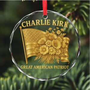 Charlie Kirk Great American Patriot Glass Ornament Charlie Kirk Ornament Justice For Charlie Kirk Ornament