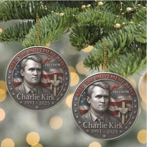 Charlie Kirk Keep The Movement Alive Acrylic Ornament Freedom 1993–2025 Christmas Ornament