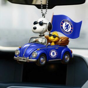 Chelsea FC Snoopy & Woodstock Driving Car Hanging Ornament