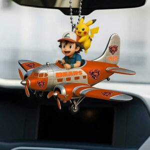 Chicago Bears Pikachu & Ash Ketchum Airplane Ornament Chicago Bears Pikachu & Ash Ketchum Airplane Ornament