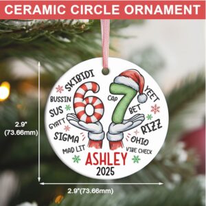 Christmas 6 7 Ceramic Ornament Funny Kids Christmas 6 7 Ornament Slang Six Seven Meme Ornament