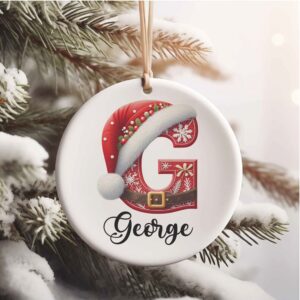 Christmas Custom Name Ceramic Ornament, Custom Family Ornament, Personalized Alphabet Christmas Ornament