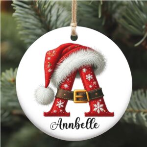 Christmas Custom Name Ceramic Ornament, Custom Family Ornament, Personalized Alphabet Christmas Ornament