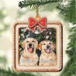 Christmas Dog Photo Acrylic Ornament Personalized Custom Name Dog Cat Pet Photo Ornament