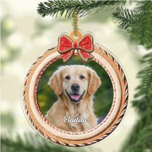 Christmas Dog Photo Acrylic Ornament Personalized Custom Name Dog Cat Pet Photo Ornament