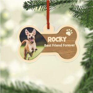 Christmas Dog Photo Acrylic Ornament Personalized Custom Name Pet Photo Ornament Gift for Family