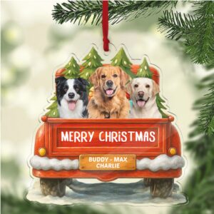 Christmas Pet Photo Acrylic Ornament Personalized Custom Dog Cat Photo Ornament