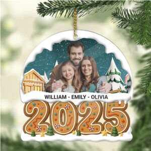 Christmas Photo Upload Family Acrylic Ornament 2025 Personalized Custom Name Family Ornament
