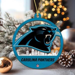 Custom Carolina Panthers Football Team Wood Ornament