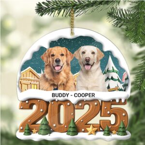 Custom Dog Photo Upload 2025 Acrylic Ornament Personalized Pet Photo Christmas Ornament