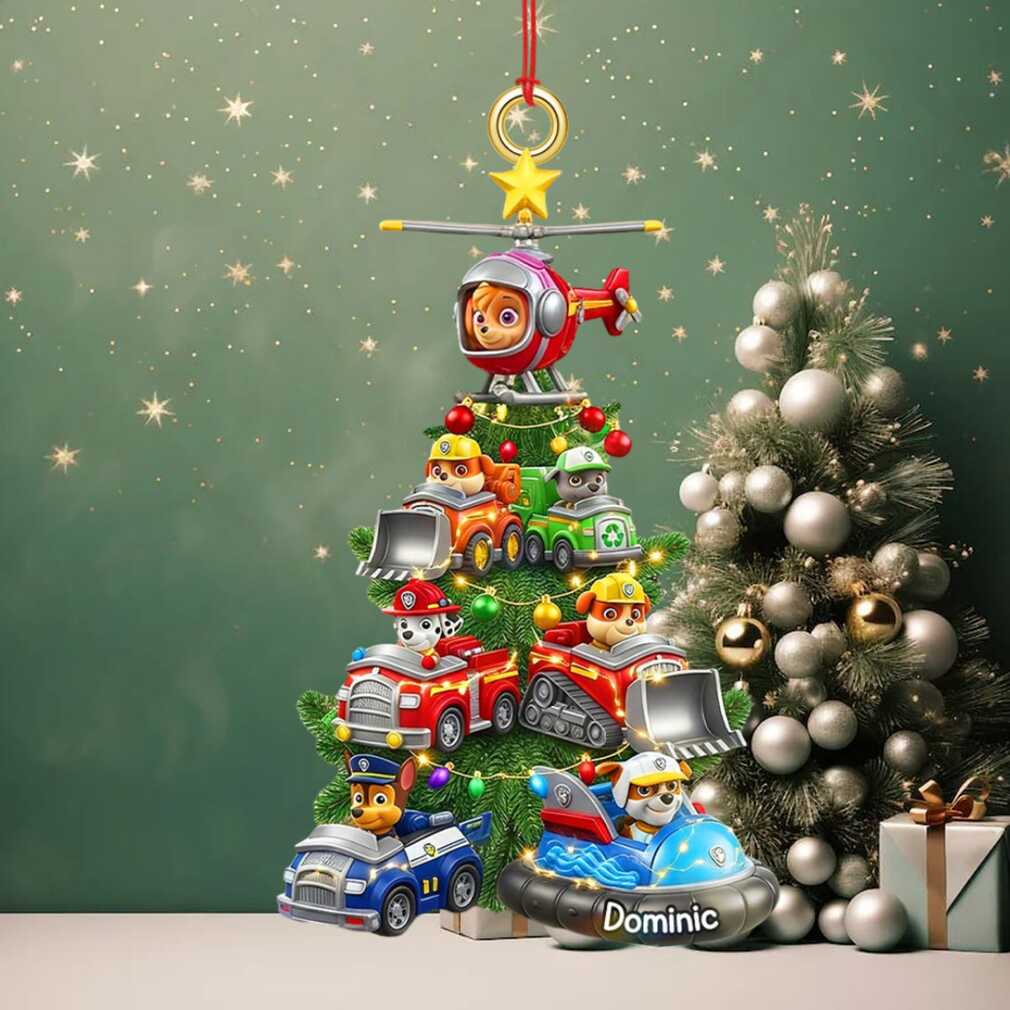 Custom Dominic Paw Patrol Vehicle Stack Christmas Ornament Custom Dominic Paw Patrol Vehicle Stack Christmas Ornament