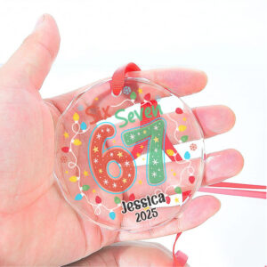 Custom Funny Six Seven Meme Glass Ornament 6 7 Viral Christmas Decoration Gen Z Slang Holiday Keepsake Gift Custom Funny Six Seven Meme Glass Ornament 6 7 Viral Christmas Decoration Gen Z Slang Holiday Keepsake Gift