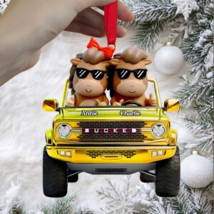 Custom Horse Riding BUCKED Jeep Christmas Ornament
