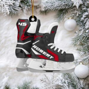Custom Name Ice Hockey Skates Christmas Ornament