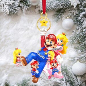 Custom Name Mario & Princess Peach Ornament
