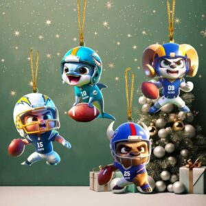 Custom Name & Number Football Player Christmas Ornaments