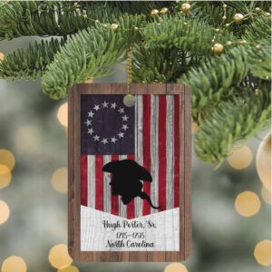 Custom Name Revolutionary Flag Wood Ornament Personalized Patriotic Ornament