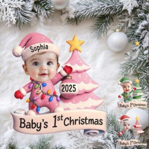 Custom Name & Year Baby's 1st Christmas Keepsake Ornament