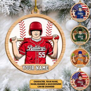 Custom Name and Number Baseball Ornament