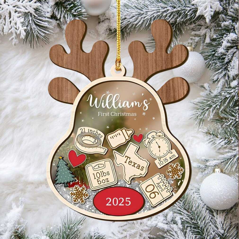 Custom Reindeer Baby Ornament 2025 with birth info