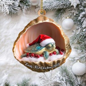 Custom Sea Turtle Christmas Ornament – Cute Acrylic Shell Design with Santa Hat – Beach Themed Holiday Tree Decor for Ocean or Animal Lovers Custom Sea Turtle Christmas Ornament – Cute Acrylic Shell Design with Santa Hat – Beach Themed Holiday Tree Decor for Ocean or Animal Lovers