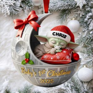 Custom Star Wars The Mandalorian Baby Yoda First Christmas Ornament