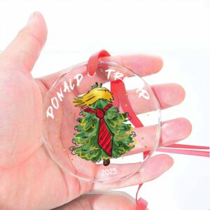 Custom Trump 2025 Glass Christmas Ornament MAGA Patriotic Ornament 47th President Republican Gift