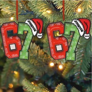 Customize Name and Year 67 Acrylic Ornament Personalized Six Seven Slang Christmas Decoration Funny Gift for Christmas