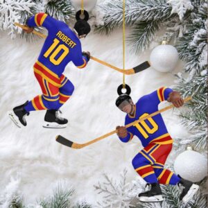 Customized Hockey Player Christmas Ornament