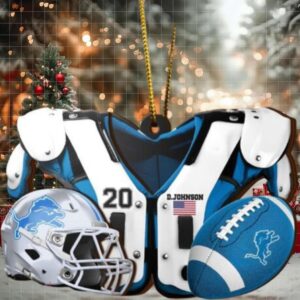 Detroit Lions NFL Sport Ornament Custom Your Name And Number 2023 Christmas Tree Decorations