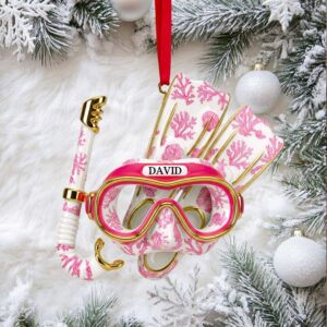 Dive into Joy Personalized Deep Sea Diver's Toile Christmas Ornament Custom Gift for Scuba Diving Lovers