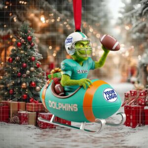 Dolphin Holiday Touchdown Ornament   Personalized Christmas Gift Sport Lovers