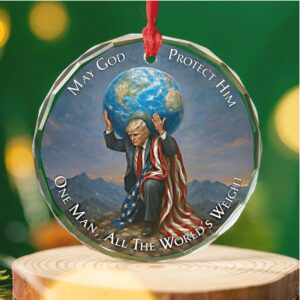 Donald Trump Glass Ornament MAGA American Pride Keepsake Patriotic Trump Christmas Ornament