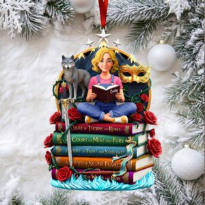 Embrace Your Literary World Fantasy Reading Christmas Ornament Personalized Gift for Book Lovers