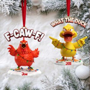 F CAW F! Joe & What The Duck Jill Christmas Ornaments