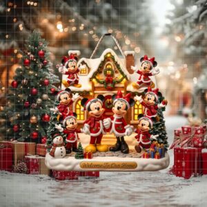 Family Christmas Wood Sign   Personalized Gifts For Family Mickey