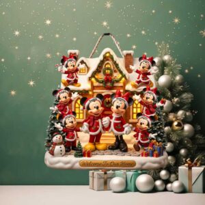 Family Christmas Wood Sign Personalized Gifts For Family Mickey