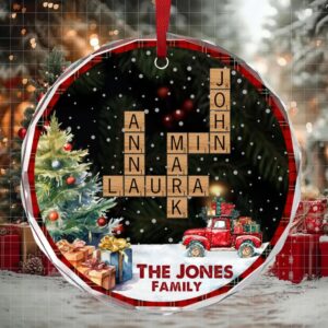 Family Forever   Personalized Glass Ornament