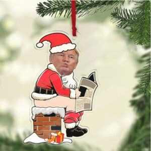 Funny Cartoon Trump Santa Acrylic Ornament President Donald Trump Christmas Ornament
