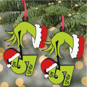 Funny Grinch Six Seven Meme Acrylic Ornament 6 7 Viral Christmas Decoration Holiday Gift for Men Women
