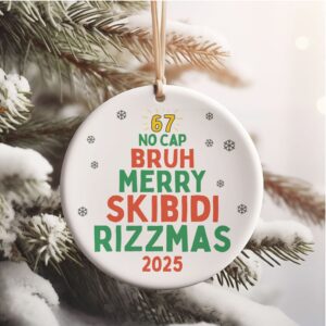 Funny Six Seven Meme Ceramic Ornament Skibidi Ohio Rizz Sigma 6 7 Christmas Decoration Teen Slang Holiday Keepsake Gift